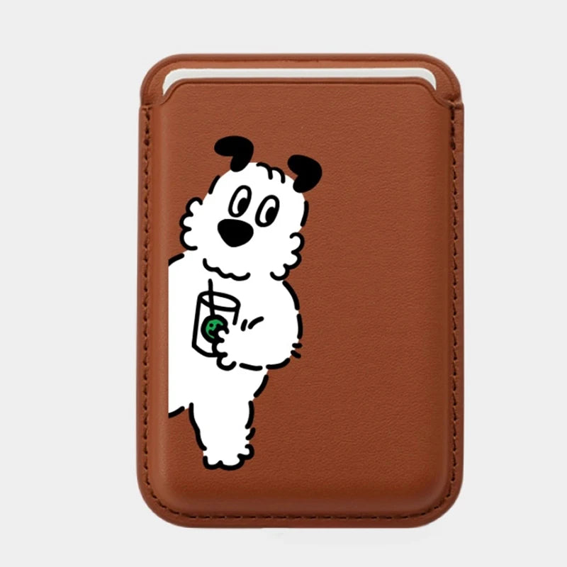 Cute Dog Cartoon Magnetic Phone Card Holder – Back Case Wallet for iPhone 15/14 with MagSafe Slot for ID & Bank Cards