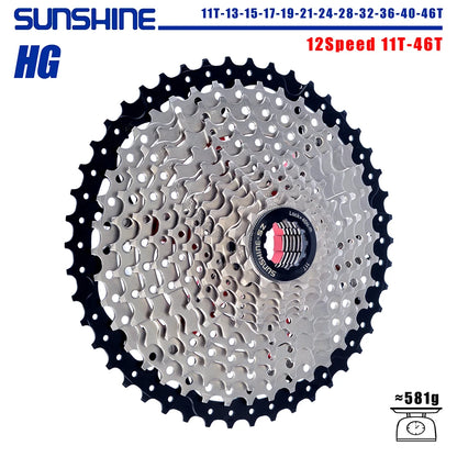 SUNSHINE Bicycle Cassette 8-12 Speed Freewheel - 32T to 52T Sprocket for Shimano/SRAM HG Flywheel