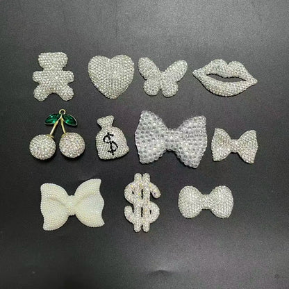 43PCS Luxury Charm Set — Diamond Bow, Perfume Bottle, Butterfly & Lip Decorations for Phone Case, Purse, and DIY Crafts