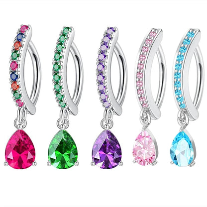 Stainless Steel Crystal Belly Button Ring - Fashion Drip Clicker Navel Piercing Jewelry for Women