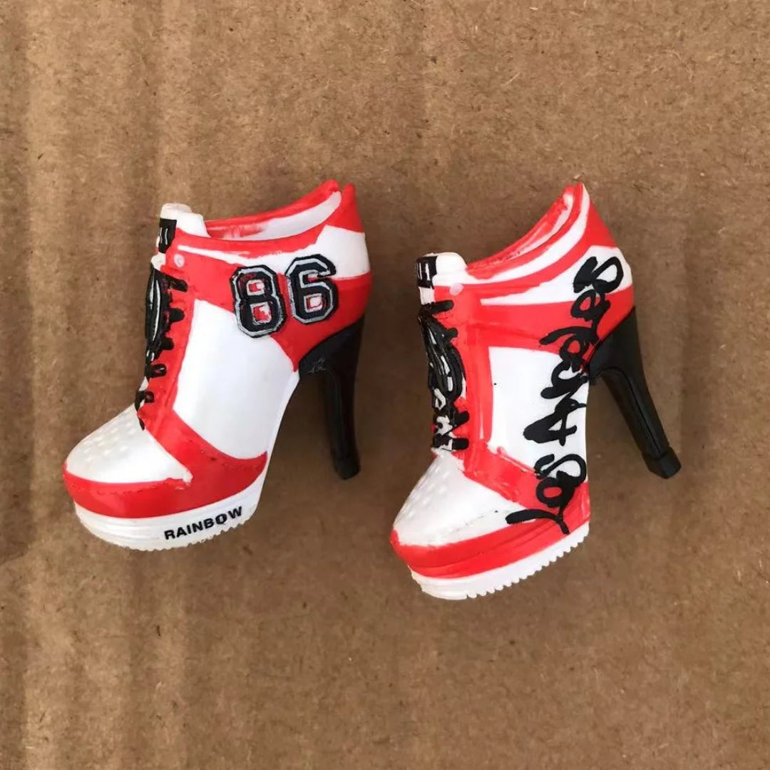 Rainbow Doll Shoes – Boots, Sandals & High Heels for DIY Doll Dressing in Black, Green & Red