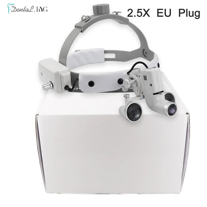 2.5X/3.5X Dental LED Loupes — Adjustable Brightness Spot Headlamp, 5W Surgical Headlight for Dental Lab