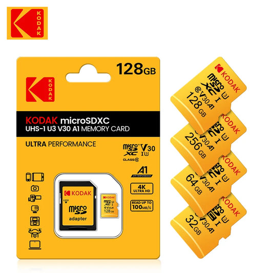 KODAK Micro SD Memory Card – 32GB MicroSDHC & 64GB MicroSDXC with Adapter, Class 10 A1 TF Flash Card