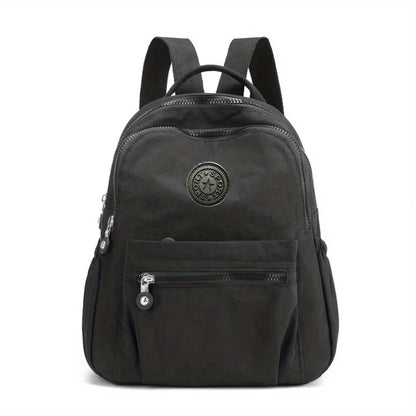 Solid Color Nylon Backpack - Lightweight, Fashion Daypack for Work and Travel, Luggage-Hangable School Bag