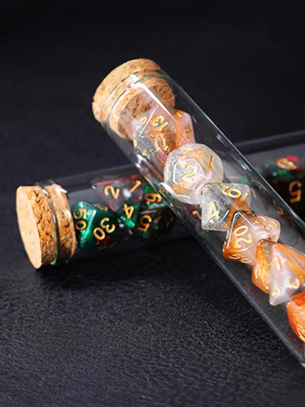 7Pcs Transparent RPG Dice Set - Polyhedral D&D COC Dice with Fantasy Potion Flask for Tabletop Games