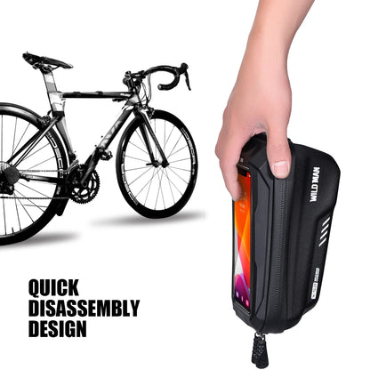 WILD MAN EVA Bicycle Front Beam Bag - Rainproof Touch Screen Phone Holder for Mountain Bike Riding