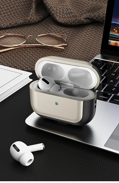 Luxury Leather Pattern Earphone Case for AirPods Pro 2/3/4 – Shockproof ANC Cover with Lanyard