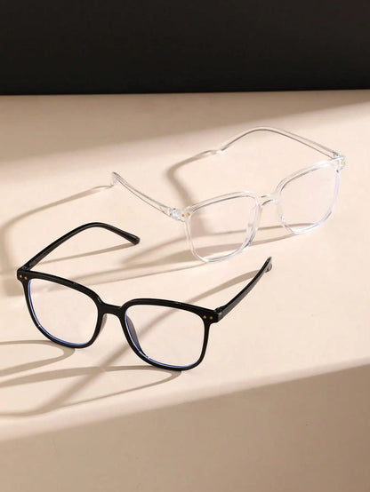 2PCS Classic Square Frame Glasses for Women & Men – Daily Life Eyewear & Clothing Accessories