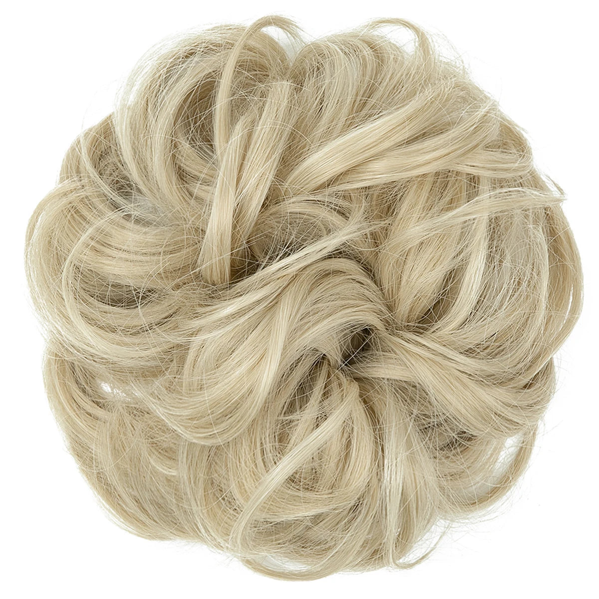 Synthetic Messy Hairpiece Chignon Scrunchie – Blonde & Brown Donut Bun for Women, Elastic Daily Use Hair Extension H9