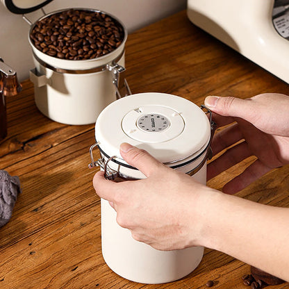 Coffee Bean Vacuum Sealed Jug — Stainless Steel Airtight Food & Grain Storage Container for Kitchen, Portable Canister