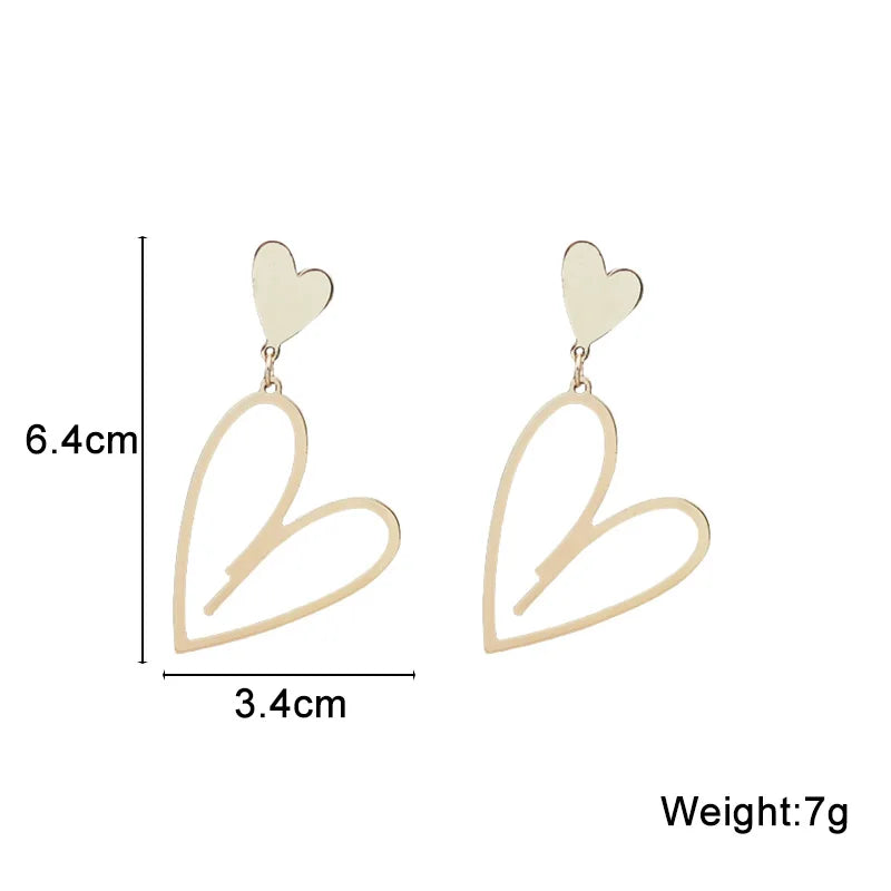 2024 Trendy Heart Dangle Earrings — Double-Layer Love Pendants for Women, Bohemian Hanging Ear Jewelry