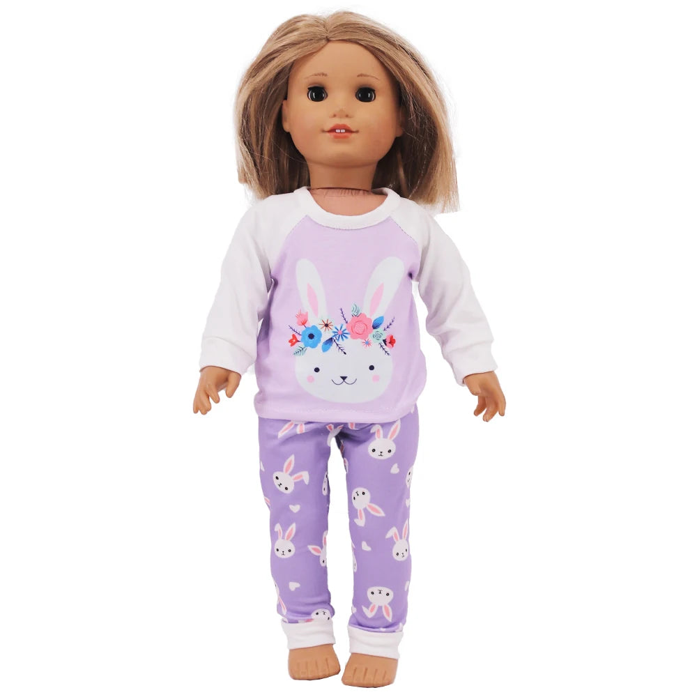 18-Inch Doll Nightdress Outfit — Purple Series Clothes for American & 43CM Baby Dolls, Our Generation Doll Gift