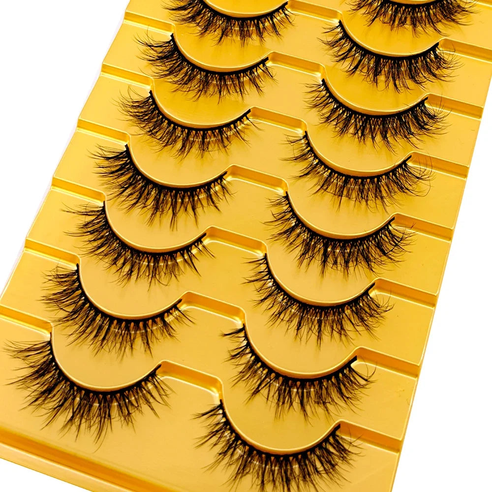 5/10 Pairs 3D Mink False Eyelashes – Wispy Handcrafted Full Strip Short Natural Lashes for Makeup