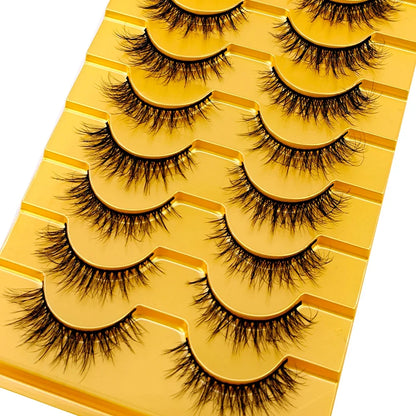 5/10 Pairs 3D Mink False Eyelashes – Wispy Handcrafted Full Strip Short Natural Lashes for Makeup