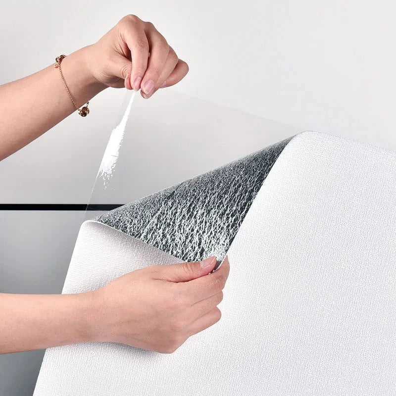 Linen 3D Foam Self-Adhesive PVC Wallpaper - Solid Color, Thickened Waterproof Wall Stickers for Home Renovation & Decor