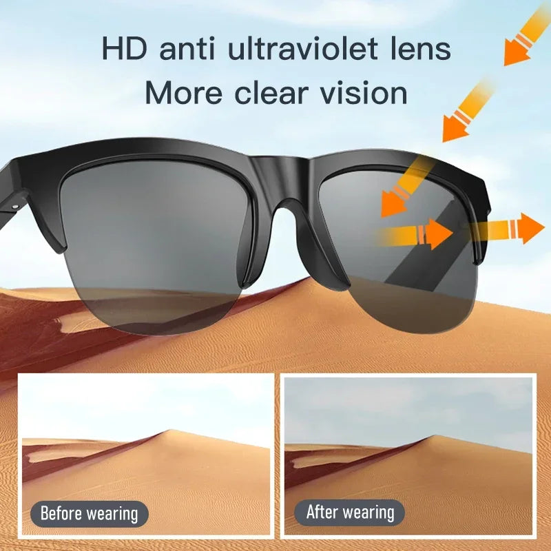 Smart Bluetooth V5.3 Sunglasses – HiFi Call Outdoor Sports Headphones with Anti-Touch UV Protection for Men & Women