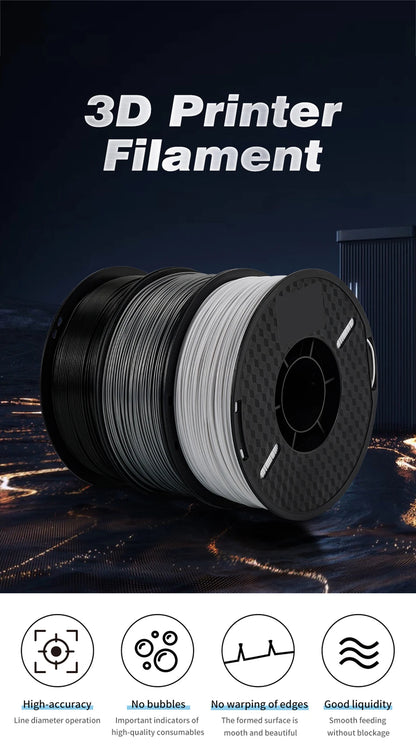 KINGROON 10KG PLA/ABS/PETG Filament 1.75mm – 10 Rolls Black, White, Gray for 3D Printing