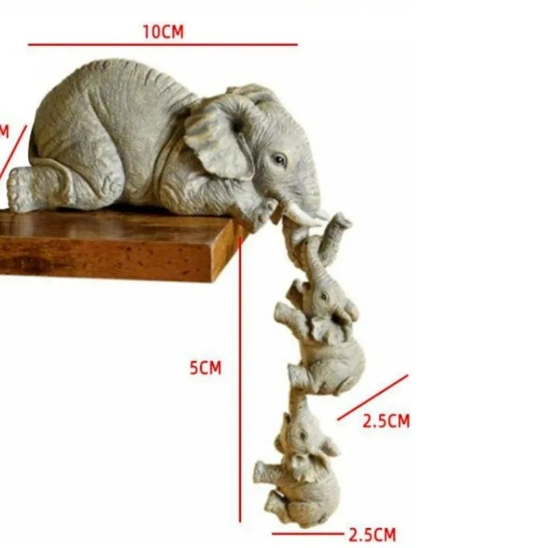 3-Pcs Cute Elephant Hug Baby Doll Set – Resin Handicraft Figurines for Home Decor & Gift