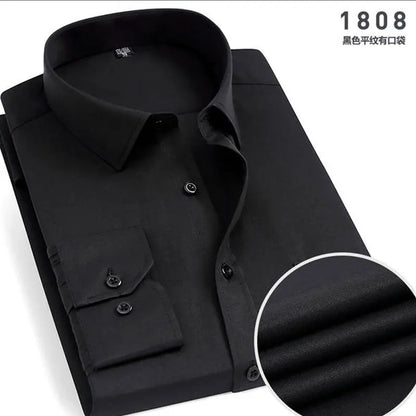Men's Striped Long Sleeve Shirt - Slim Fit Wrinkle-Resistant Business Casual Shirt for Spring