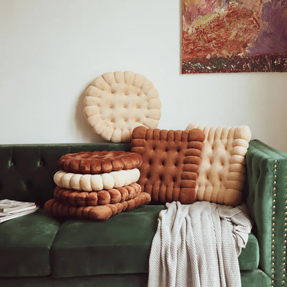 INS Cookie Biscuit Cushion – Soft & Cute Throw Pillow, Thickened Seat Pad for Chair & Living Room Decor