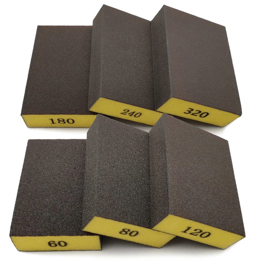 6Pcs Sanding Sponge Block Set - 60-320 Grit Coarse to Fine Sander Pads for Wood, Drywall & Metal