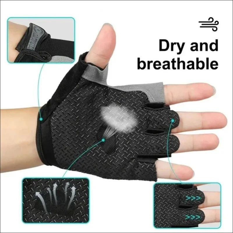 Fingerless Gym Gloves – Anti-Slip, Shock-Absorbing & Breathable Sports Gloves for Training & Weightlifting