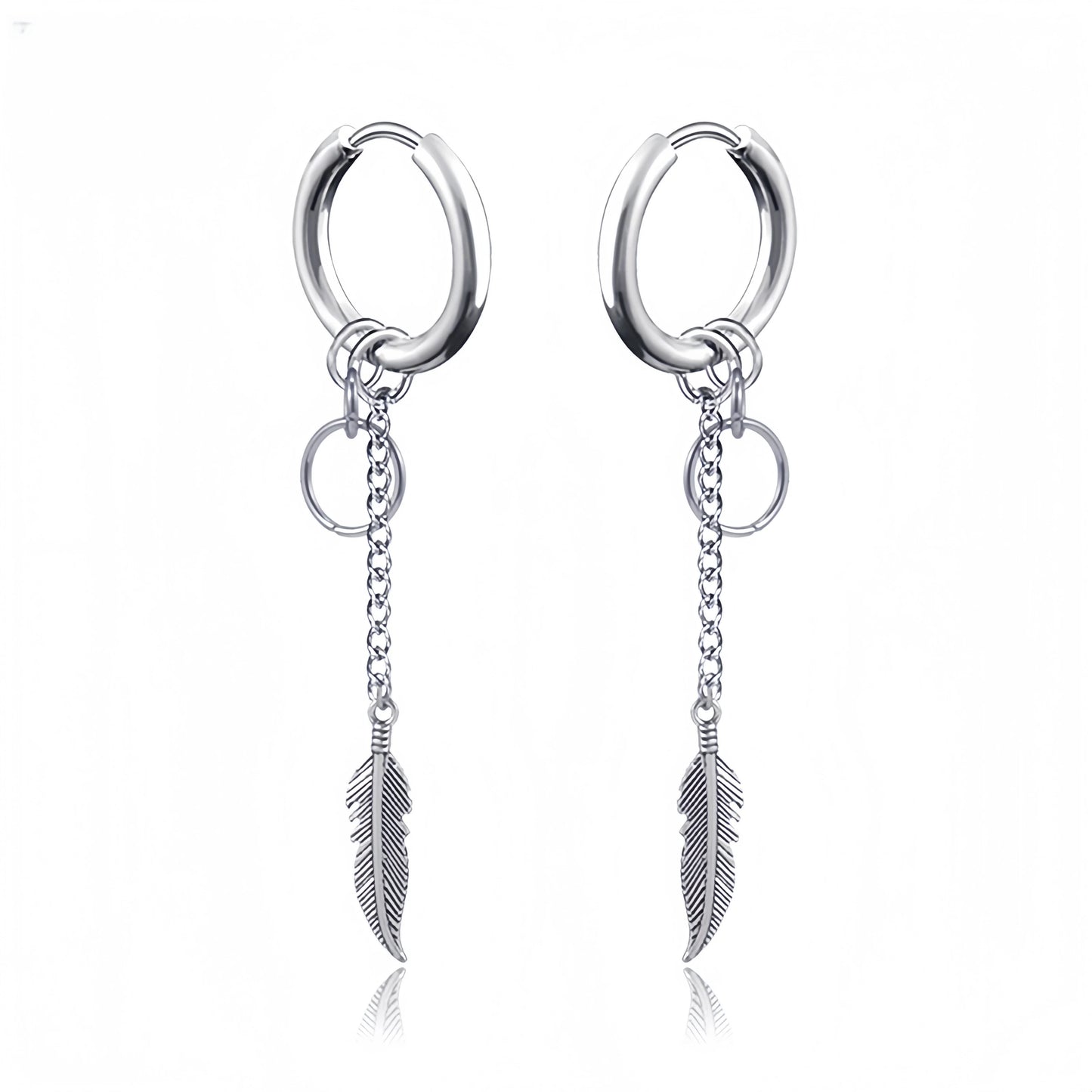 Long Hanging Cross & Leaf Hoop Earrings – Vintage Stainless Steel Hip Hop Unisex Jewelry Accessories