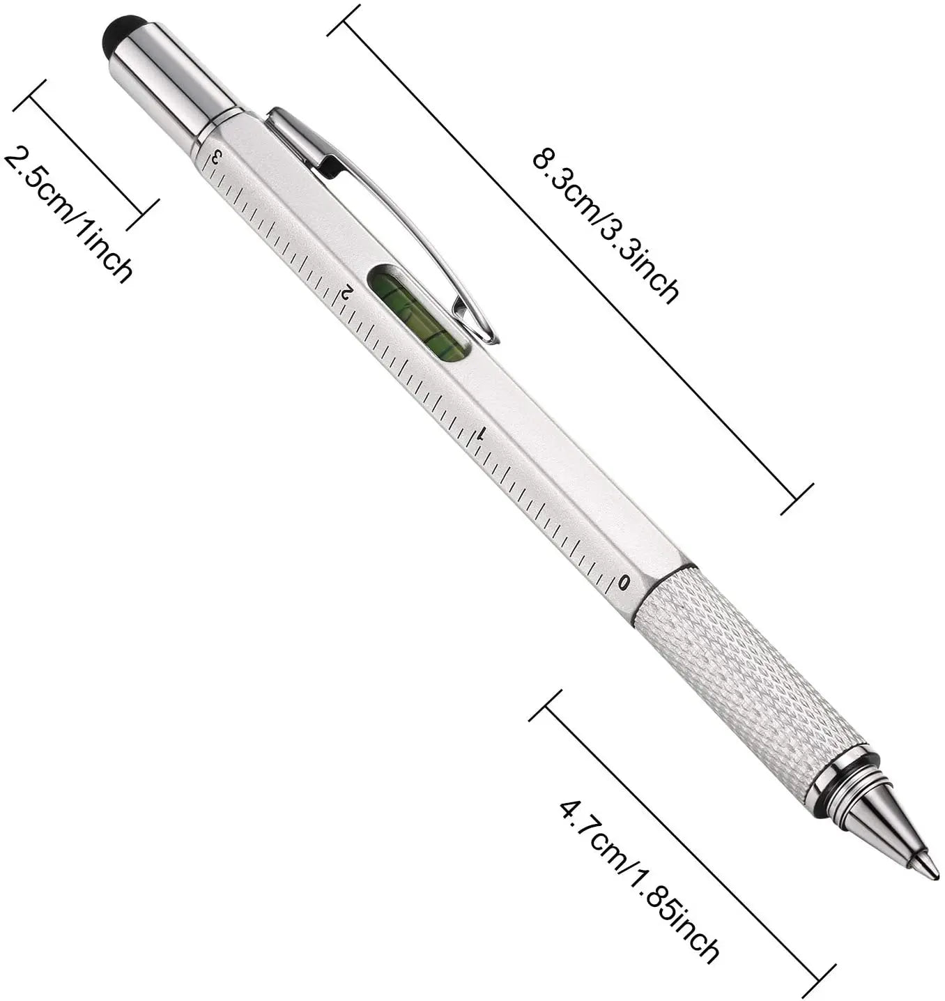 7-in-1 Multifunctional Pen - Touch Screen Stylus, Screwdriver, Ruler, Level Gauge, Refillable Ballpoint & Pencil Tool
