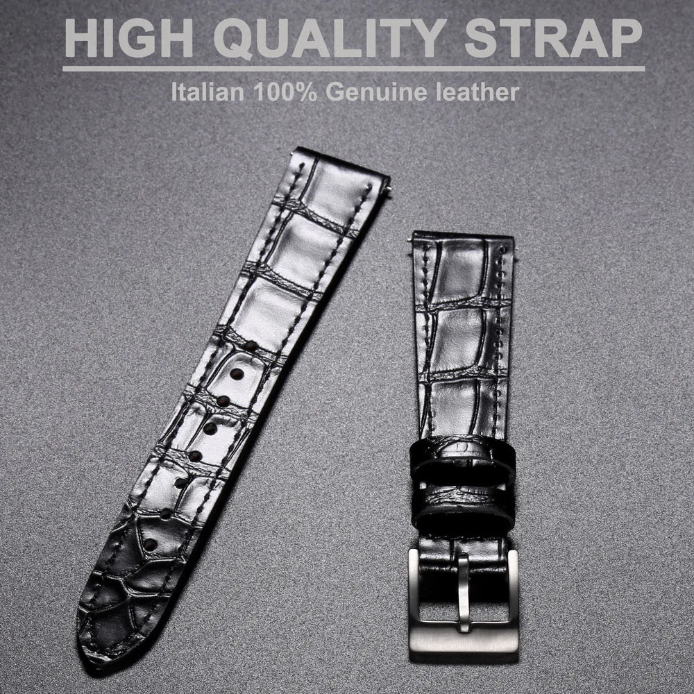 HEMSUT Genuine Leather Watch Band – Handmade Cowhide Quick Release Straps for Men 18MM-22MM