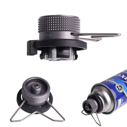 Gas Cartridge Adapter with Bracket: Butane Conversion Nozzle for Lindal Valve Output - 2024 Bottle Input Screw Type