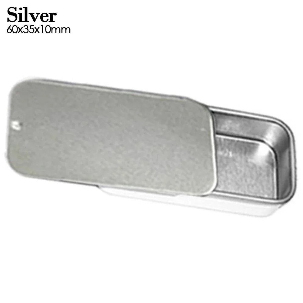 Metal Rectangular Mini Tin Box – Hinged Push-Top Candy, Pill & Small Storage Container