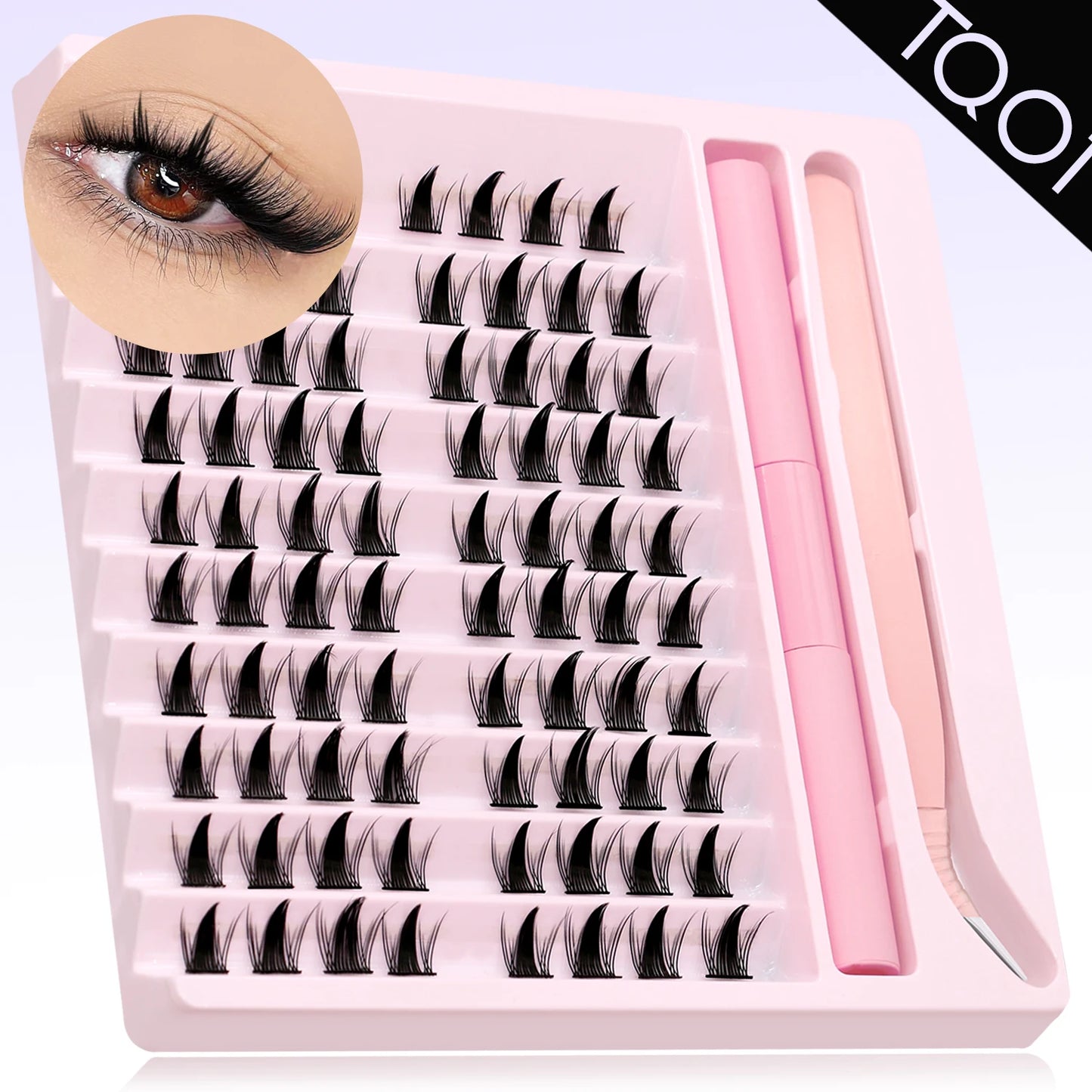 GROINNEYA Eyelash Clusters Kit – DIY Lash Extension with Bond & Seal, Waterproof Strong Hold & Tweezers