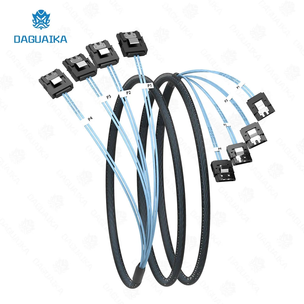 SATA to SATA 7-Pin Cable Set 4/6/8 Pcs – 6Gbps HDD Splitter SAS Cable for Server, 6 Ports/Set