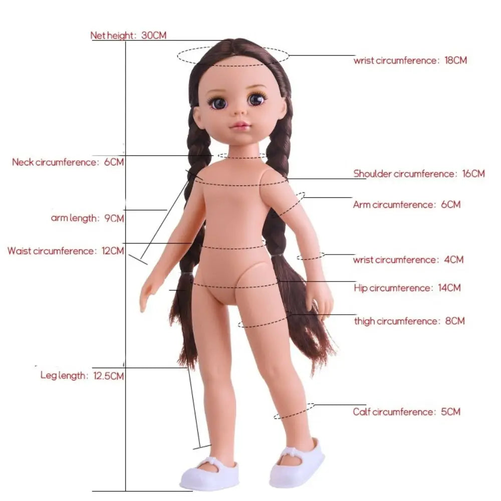 12-Inch Fashion Girl Doll - Blonde Hair, Brown Eyes & 3 Hair Colors Movable Doll Toy
