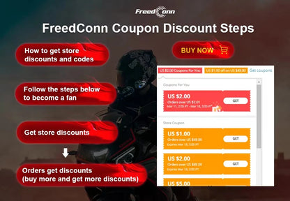 FreedConn Motorcycle Helmet Headset Intercom - Bluetooth Music, FM, Waterproof Moto Helmet Earphones & Intercom System