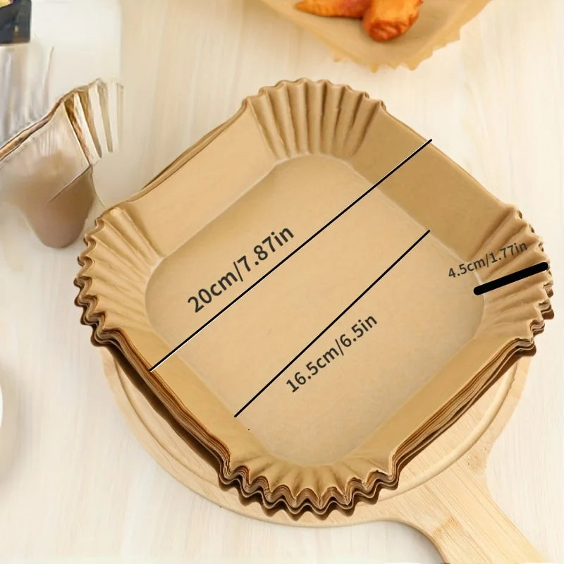 Air Fryer Disposable Paper Liners - Oil Proof, Waterproof Baking Paper in Round, Square & Rectangle for Kitchen & Party Supplies