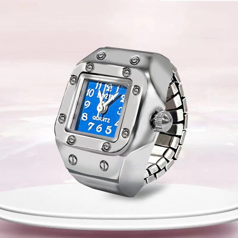 Kiss Jewelry Digital Quartz Finger Watch Ring – Mini Elastic Punk Style Clock Ring for Women, Men & Couple Teens Accessory