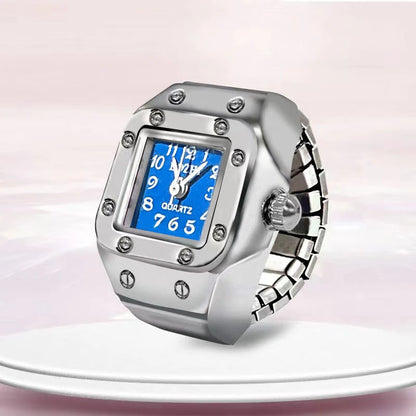 Kiss Jewelry Digital Quartz Finger Watch Ring – Mini Elastic Punk Style Clock Ring for Women, Men & Couple Teens Accessory