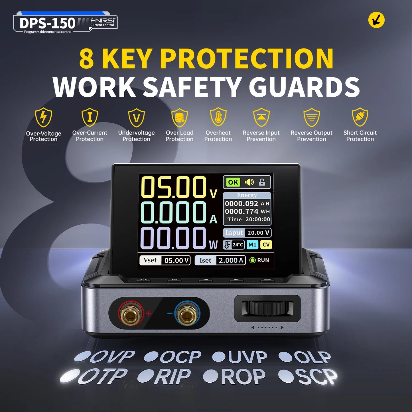 FNIRSI DPS-150 Mini Laboratory DC Power Supply — Adjustable 30V 5A Digital Display CNC Regulator