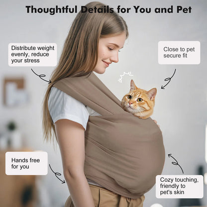 Pawaboo Pet Sling Carrier - Hands-Free Soft Cotton Front Facing Bag for Small Dogs & Cats