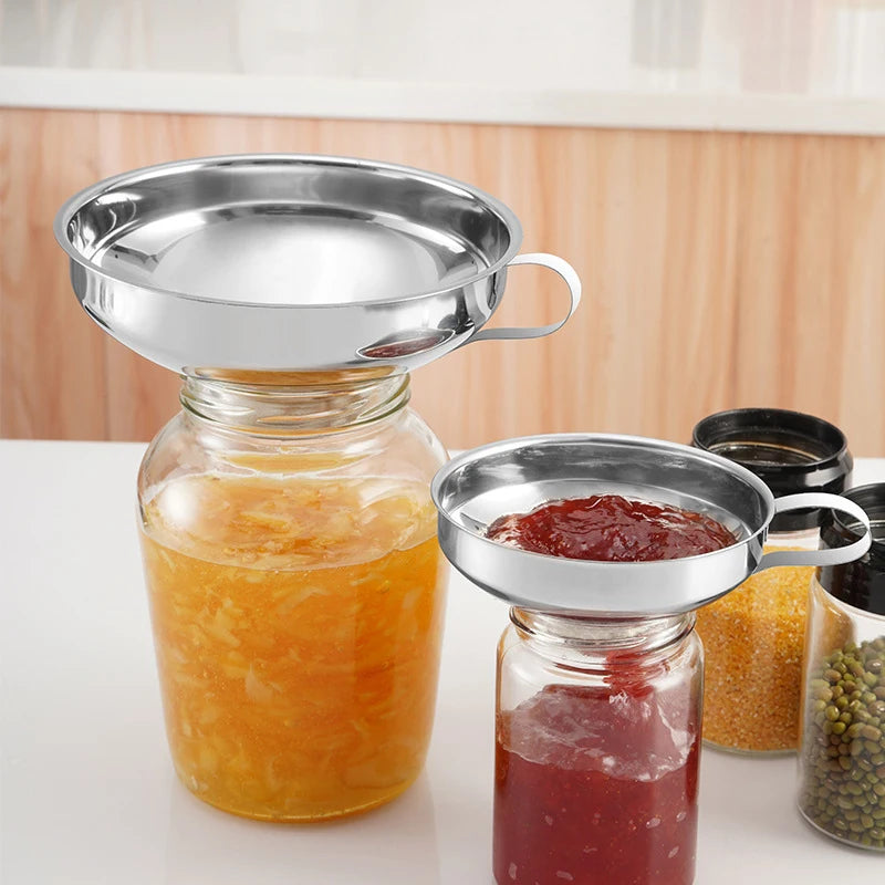 Popular Stainless Steel Wide Mouth Canning Funnel - 2 Sizes, Salad Dressing and Liquid Hopper Filter for Kitchen Tools