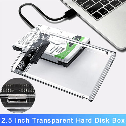 USB 3.0 2.5 Inch HDD Enclosure - SATA SSD Hard Drive Case with 5Gbps Transfer Speed, External Housing with Cable