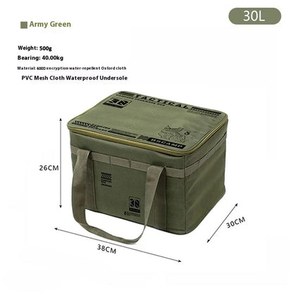 30-42L Waterproof Tactical Camping Storage Bag – Insulated Folding Organizer for Outdoor Gear, Picnic, and Field Equipment