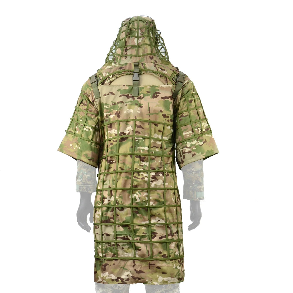 Ghillie Suit Set | Camouflage Hunting Poncho, Base, Cape & Sniper Viper Hood for Airsoft & Paintball