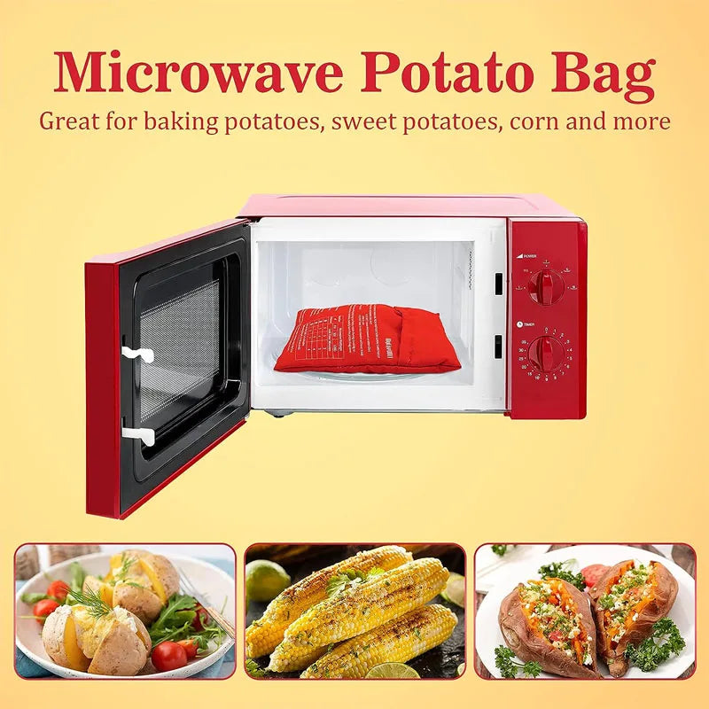 Reusable Microwave Potato Bag - Express Baked Potato Cooker for Perfect Potatoes in 4 Minutes - Red Baked Pouch