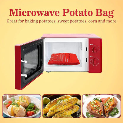 Reusable Microwave Potato Bag - Express Baked Potato Cooker for Perfect Potatoes in 4 Minutes - Red Baked Pouch