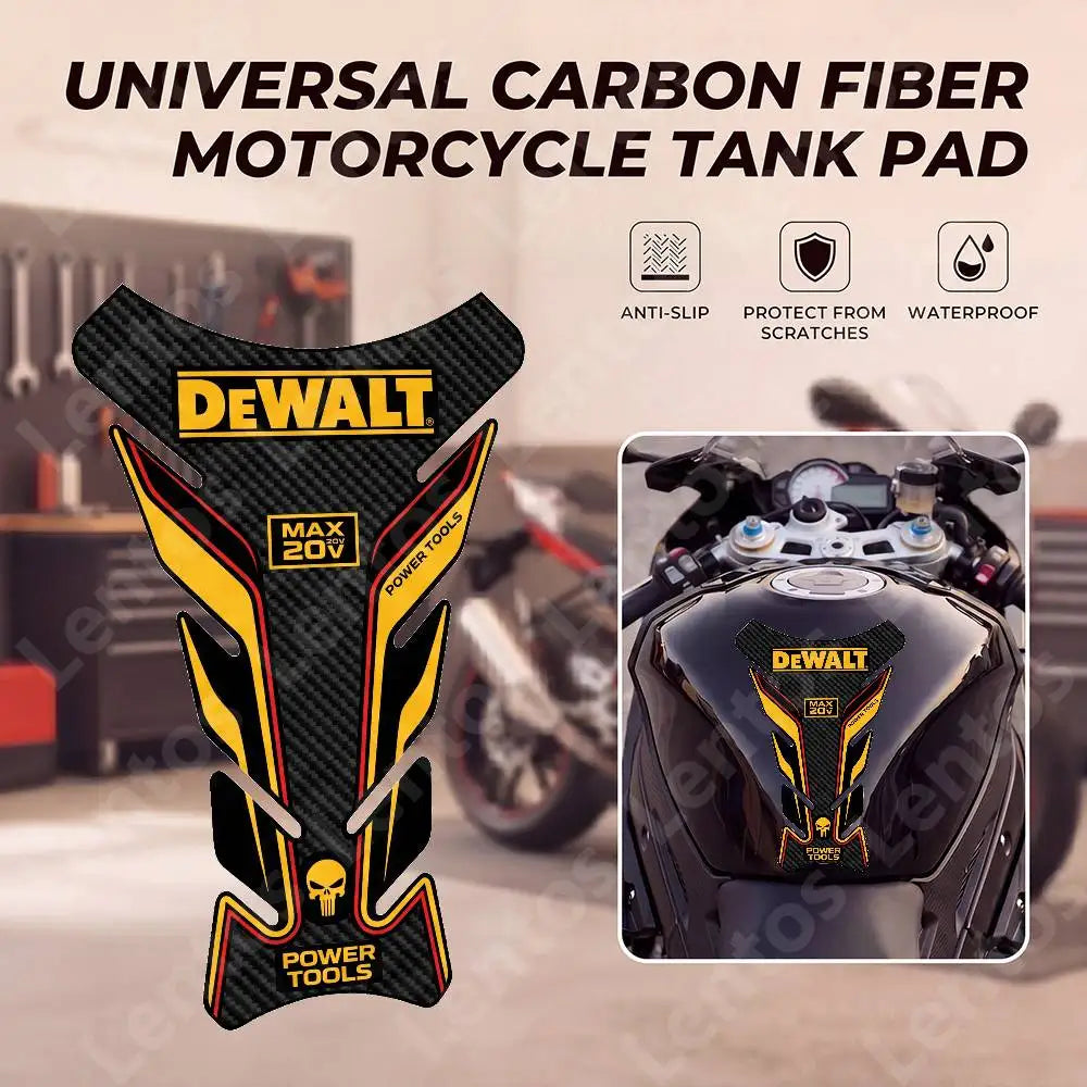 DEWALT Motorcycle Fishbone Fuel Tank Sticker - Anti-Slip Tank Pad Decal