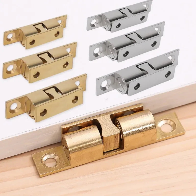5/1pcs Furniture Door Ball Latch | Brass Double Roller Spring Ball Catch, Adjustable Tension Latch for Cabinets & Closets