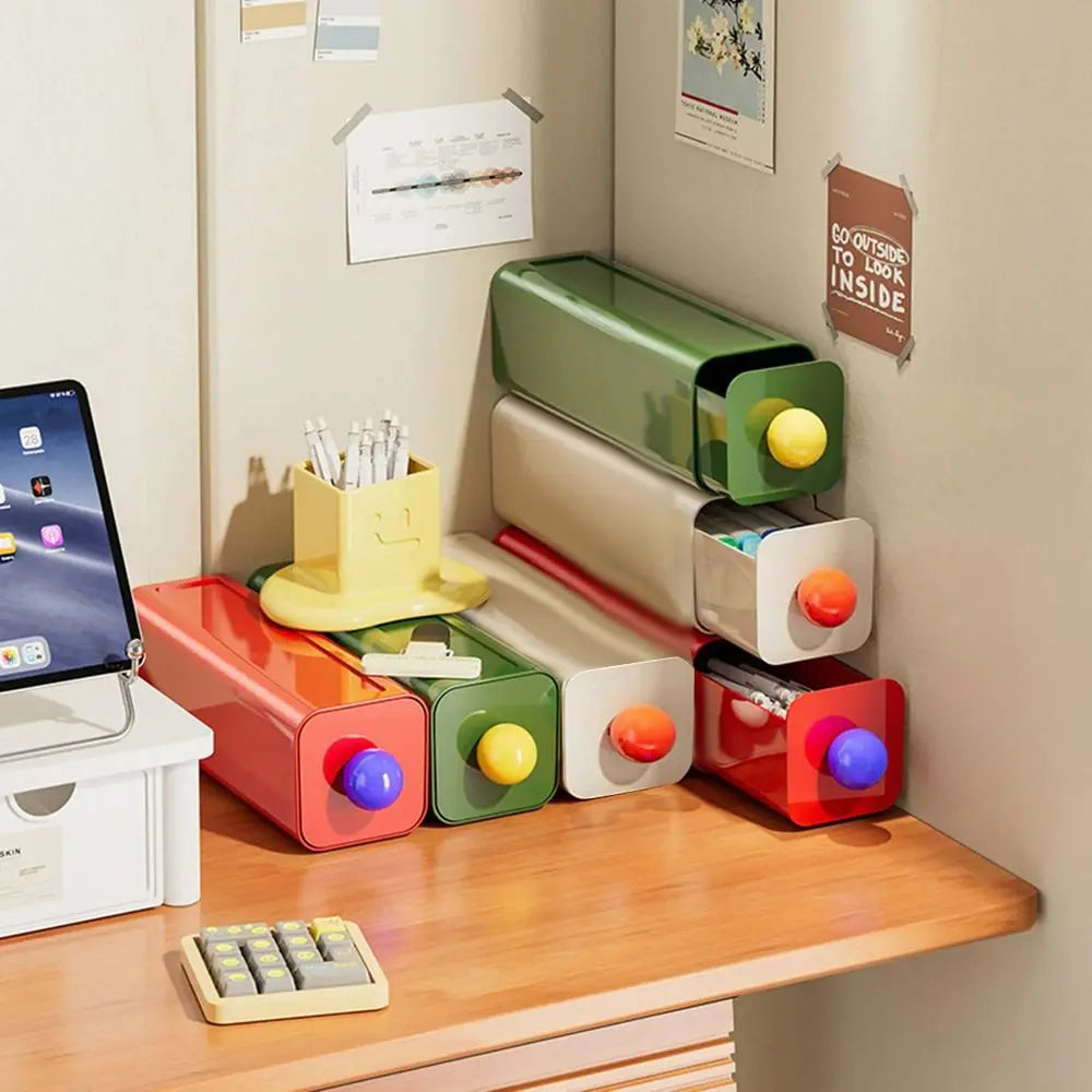 1/3pcs Dopamine Desktop Storage Boxes – Stackable Cosmetic & Organizer Drawers for Home, Office & Bedroom