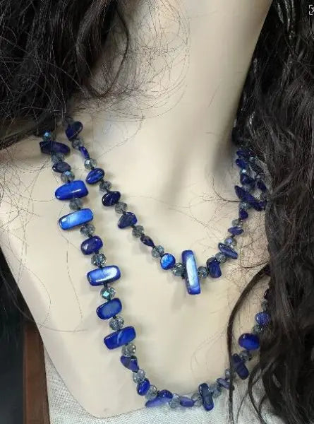 Bohemian Natural Stone Necklace - Handmade Double Layer Crystal Bead Long Chain Jewelry Gift for Women